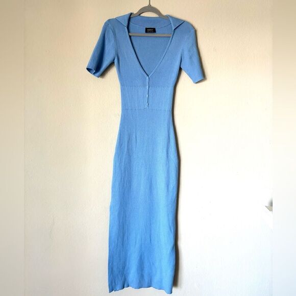 Bardot Multi Tone Knit Midi Blue Sweater Dress Size S - Picture 9 of 12